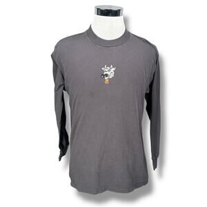 Vintage Cow Flashing Got Milk T-Shirt Men’s Medium Gray Long Sleeve Pullover Y2K